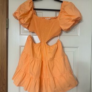 The Vintage Shop Vibrant Orange Smocked Dress